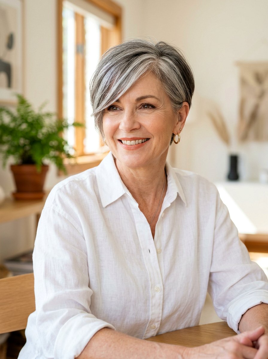 Side Swept Pixie Bangs - 20 soft cropped pixie for mature women - 20 soft cropped pixie for mature women