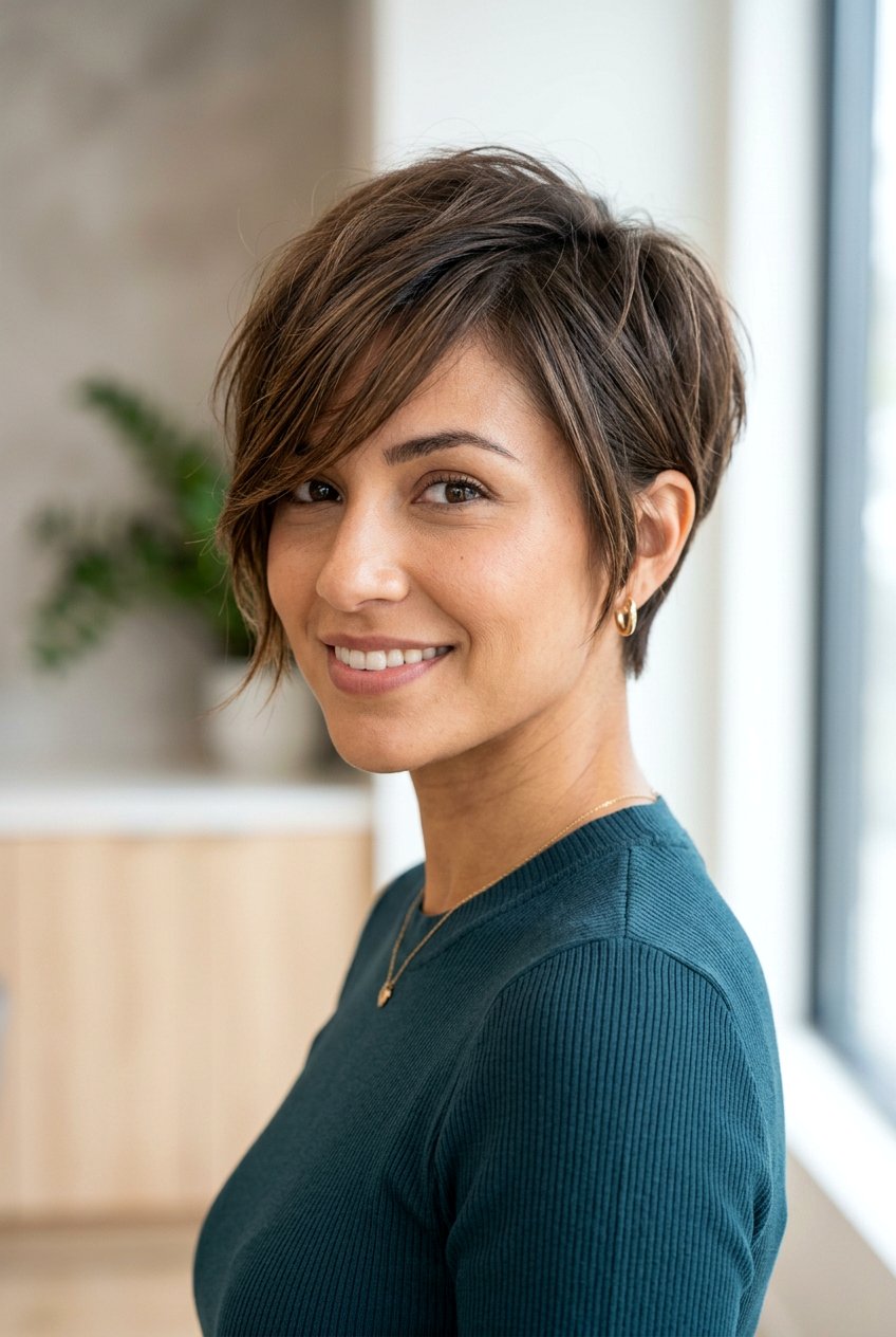 Side Swept Pixie Cut - 20 haircuts for heart shaped face - 20 haircuts for heart shaped face