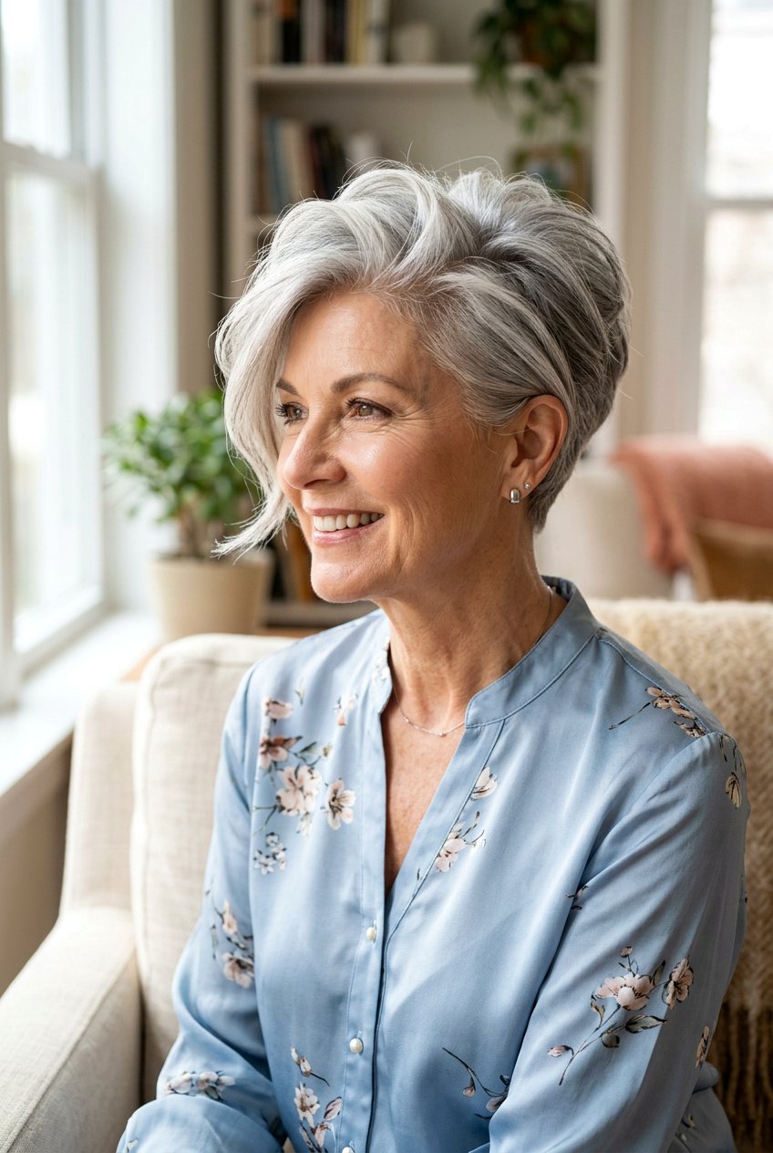 Side Swept Pixie with Volume - 20 youthful hairstyles for women over 60 - 20 youthful hairstyles for women over 60