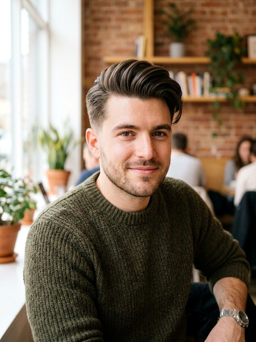 Side Swept Pompadour - 20 pompadour haircut for medium hair men - 20 pompadour haircut for medium hair men