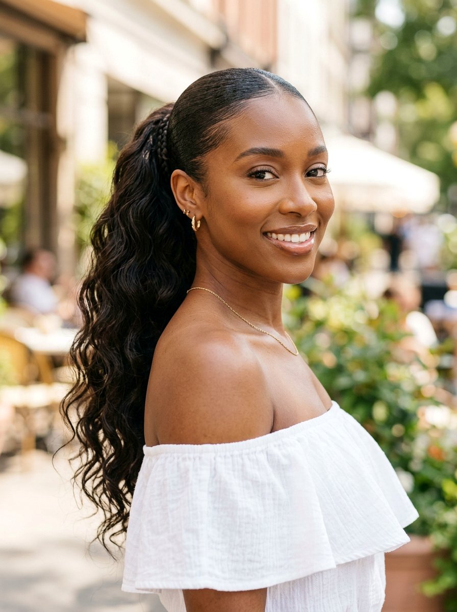 Side Swept Ponytail - 20 ponytail hairstyles for black women - 20 ponytail hairstyles for black women