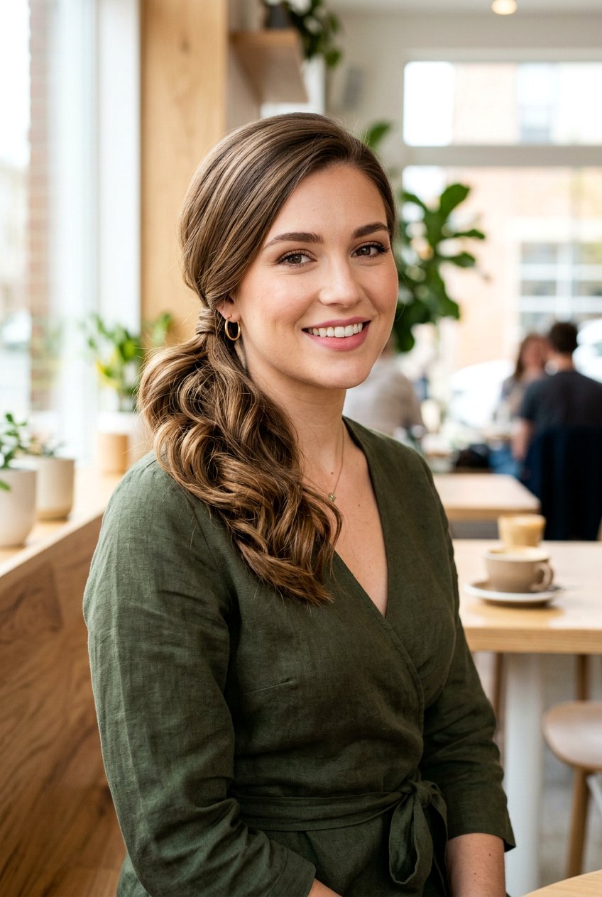 Side Swept Ponytail For Work - 20 mom easy work ponytail hairstyle - 20 mom easy work ponytail hairstyle