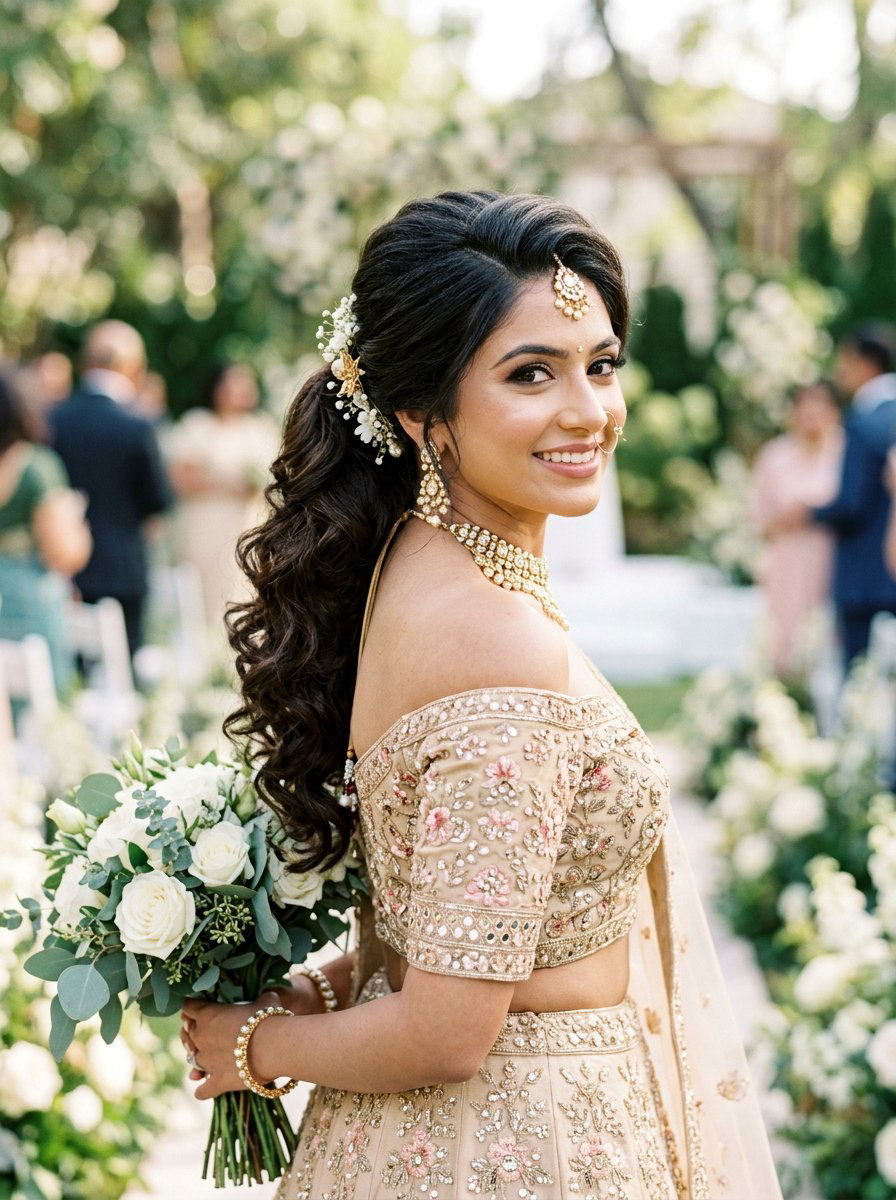 Side Swept Ponytail Hairstyle - 20 pre wedding shoot hairstyles - 20 pre wedding shoot hairstyles