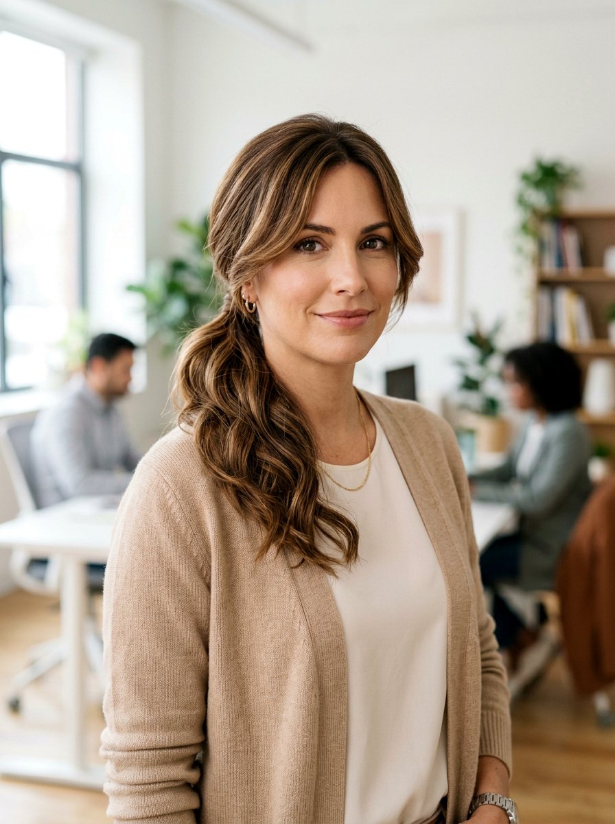 Side Swept Ponytail With Face Framing Layers - 20 interview hairstyle with side swept ponytail - 20 interview hairstyle with side swept ponytail