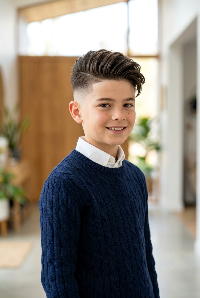 Side Swept Quiff With Bald Fade - 20 boys haircut with side swept fringe - 20 boys haircut with side swept fringe