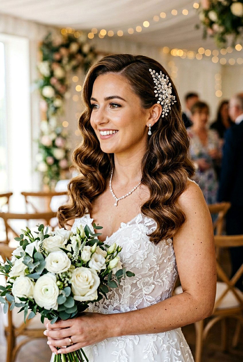 Side Swept Retro Waves - 20 bridal hairstyle with vintage waves - 20 bridal hairstyle with vintage waves