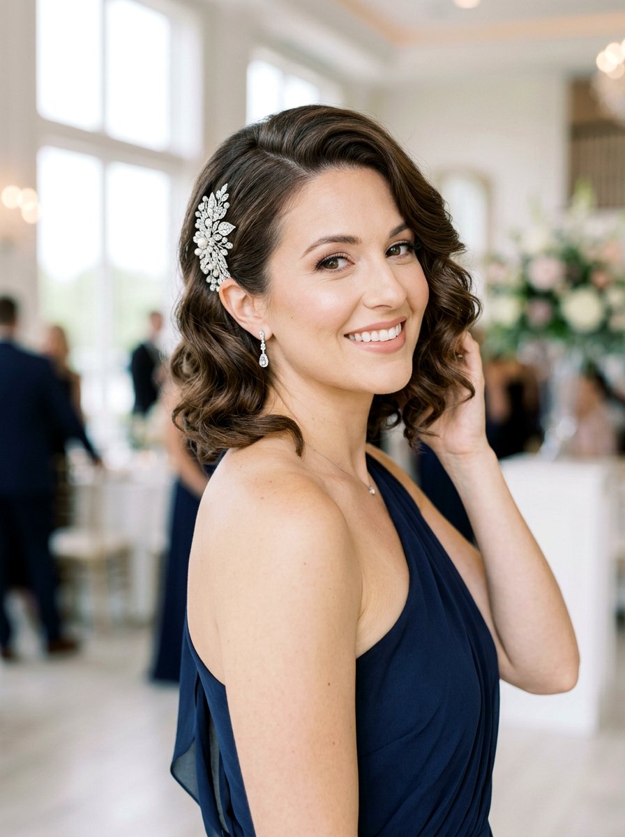 Side Swept Romantic Bob - 20 wedding hairstyles for short bob hair - 20 wedding hairstyles for short bob hair