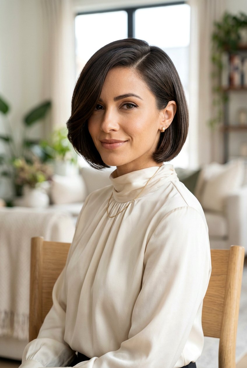 Side Swept Short Bob - 20 beach hairstyle for short bob - 20 beach hairstyle for short bob