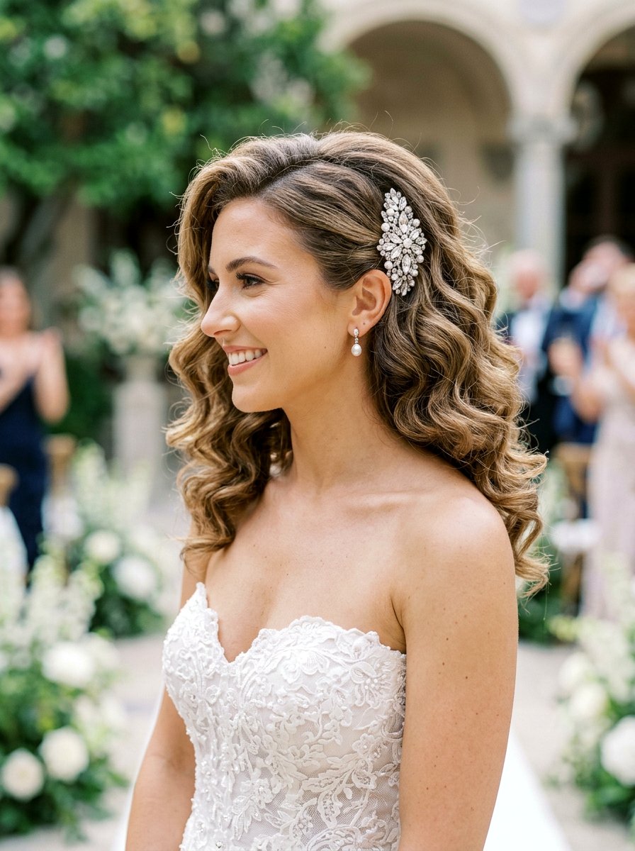 Side Swept Shoulder Length Wedding Hair - 20 wedding hairstyles for shoulder length hair - 20 wedding hairstyles for shoulder length hair