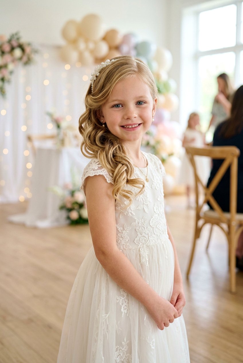 Side Swept Soft Curls - 20 little girls soft curls hairstyle - 20 little girls soft curls hairstyle