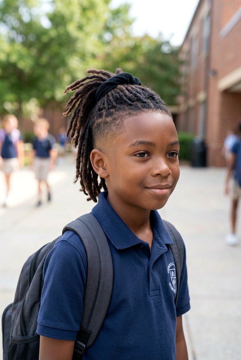 Side Swept Starter Locs with High Fade Taper - 20 boys starter loc styles with taper fade - 20 boys starter loc styles with taper fade