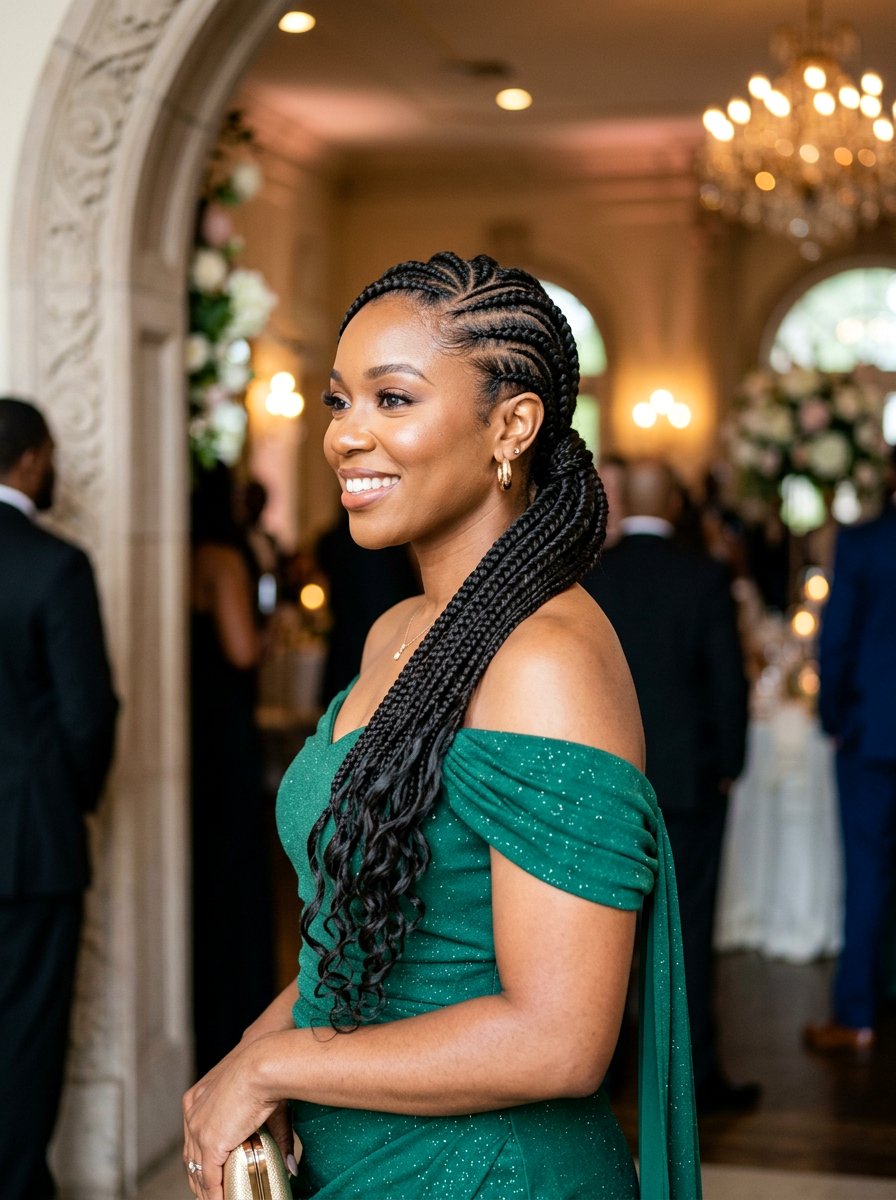 Side Swept Stitch Braid Ponytail - 20 stitch braid ponytail hairstyle - 20 stitch braid ponytail hairstyle