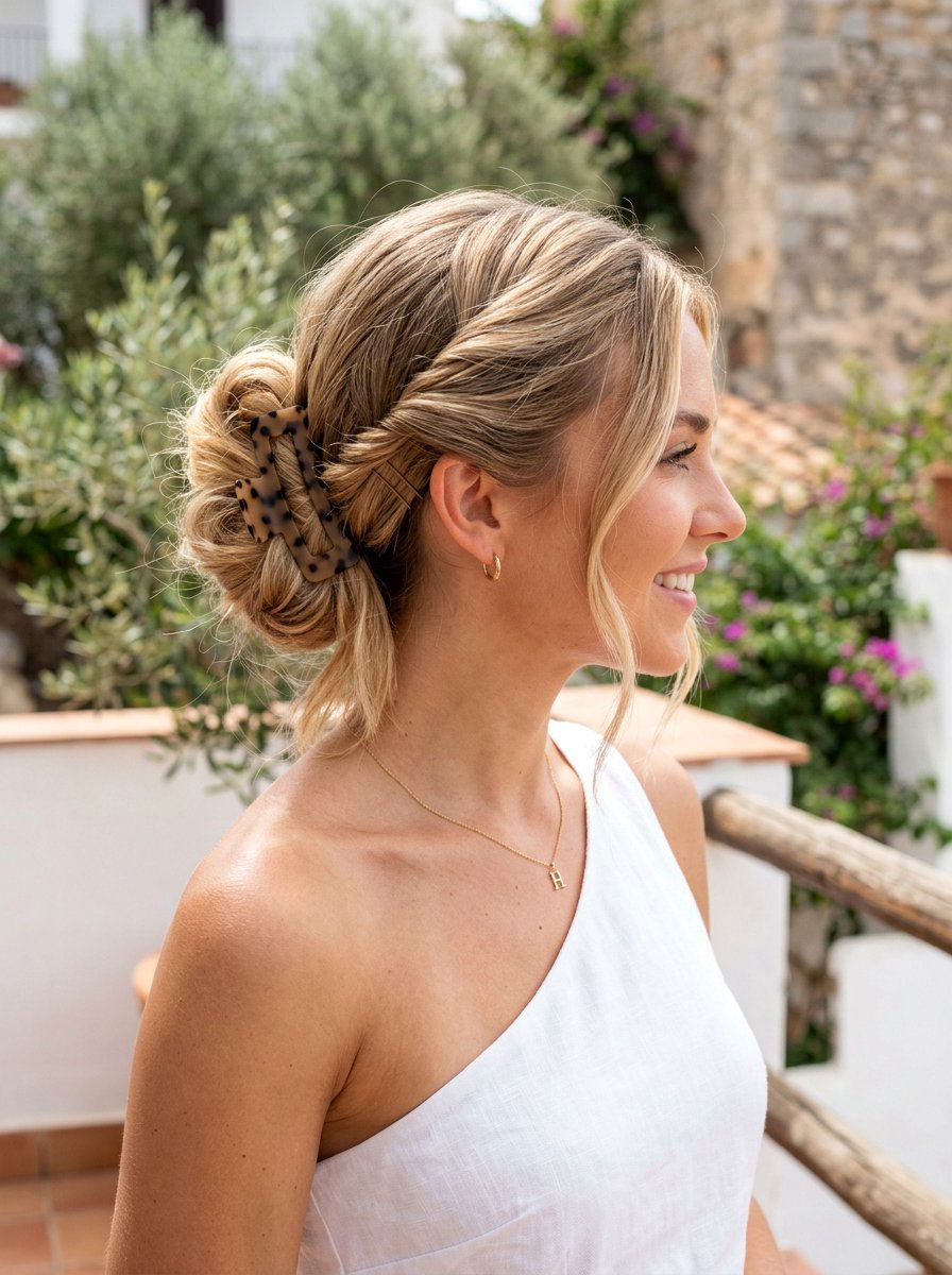 Side Swept Summer Claw Clip Bun - 20 summer claw clip bun - 20 summer claw clip bun