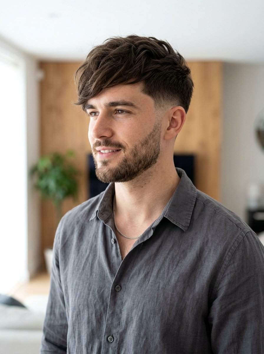 Side Swept Textured Fringe With Taper Fade - 20 textured fringe with taper fade - 20 textured fringe with taper fade