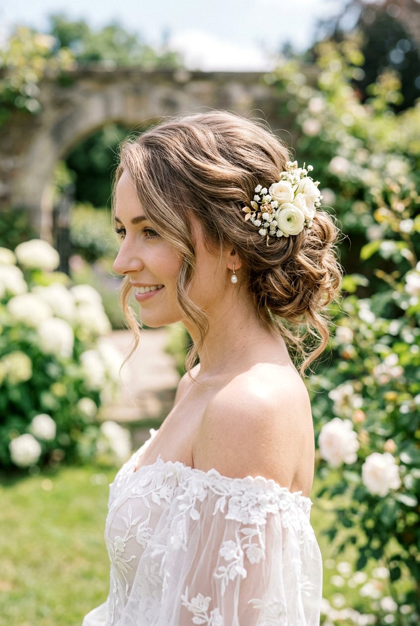 Side Swept Textured Updo For Thin Hair - 20 textured wedding updo for fine hair - 20 textured wedding updo for fine hair