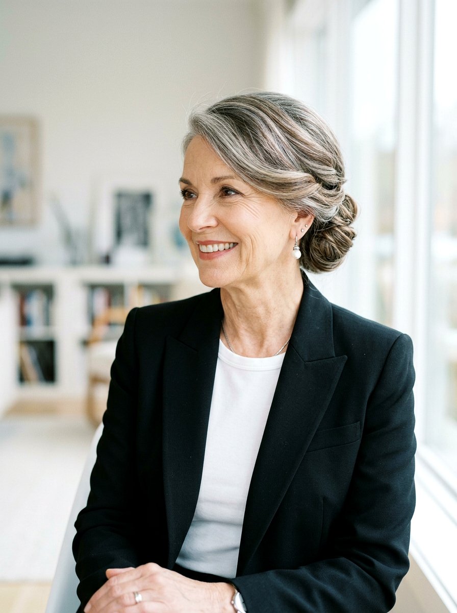 Side Swept Updo For Older Women - 20 polished office hairstyle for older women - 20 polished office hairstyle for older women