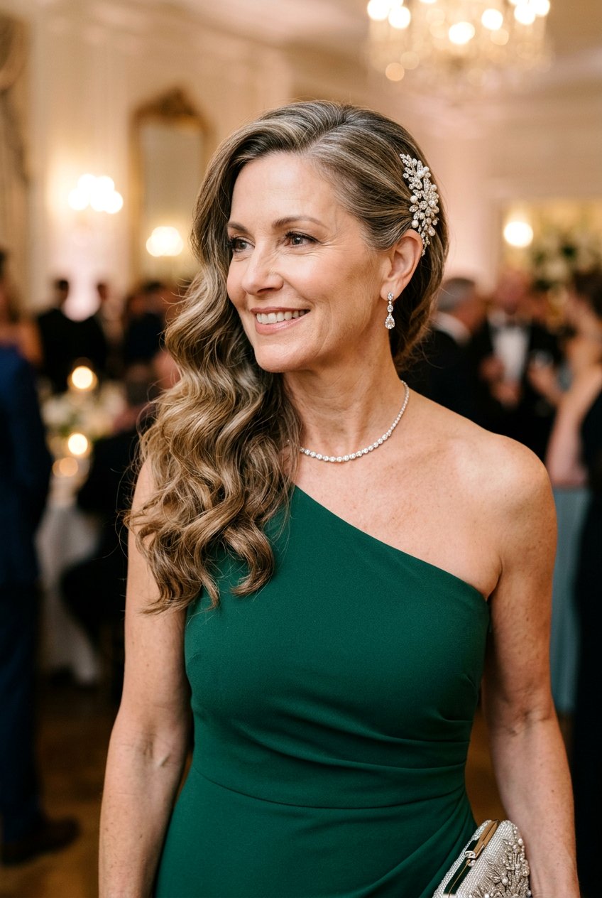 Side Swept Waves - 20 bridal hairstyle for mature bride - 20 bridal hairstyle for mature bride