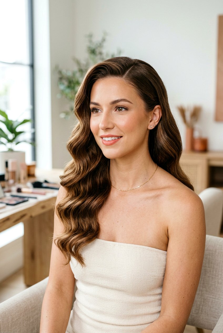 Side Swept Waves - 20 mom polished date night hairstyle - 20 mom polished date night hairstyle