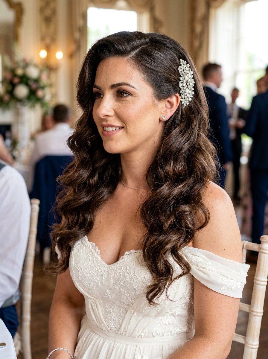 Side Swept Waves - 20 wedding hairstyles for beach ceremony - 20 wedding hairstyles for beach ceremony