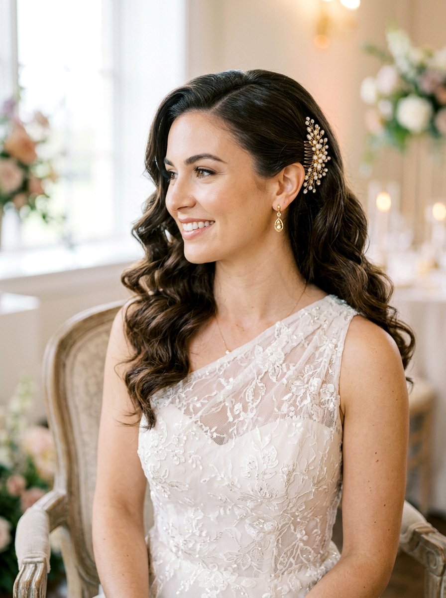 Side Swept Waves - 20 wedding hairstyles for courthouse ceremony - 20 wedding hairstyles for courthouse ceremony