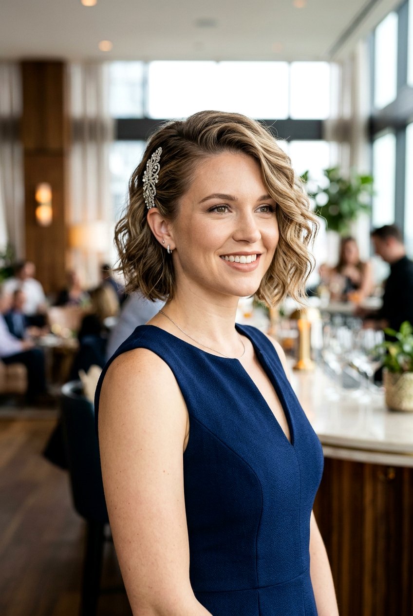 Side Swept Waves For Short Hair - 20 prom hairstyle with side swept waves - 20 prom hairstyle with side swept waves