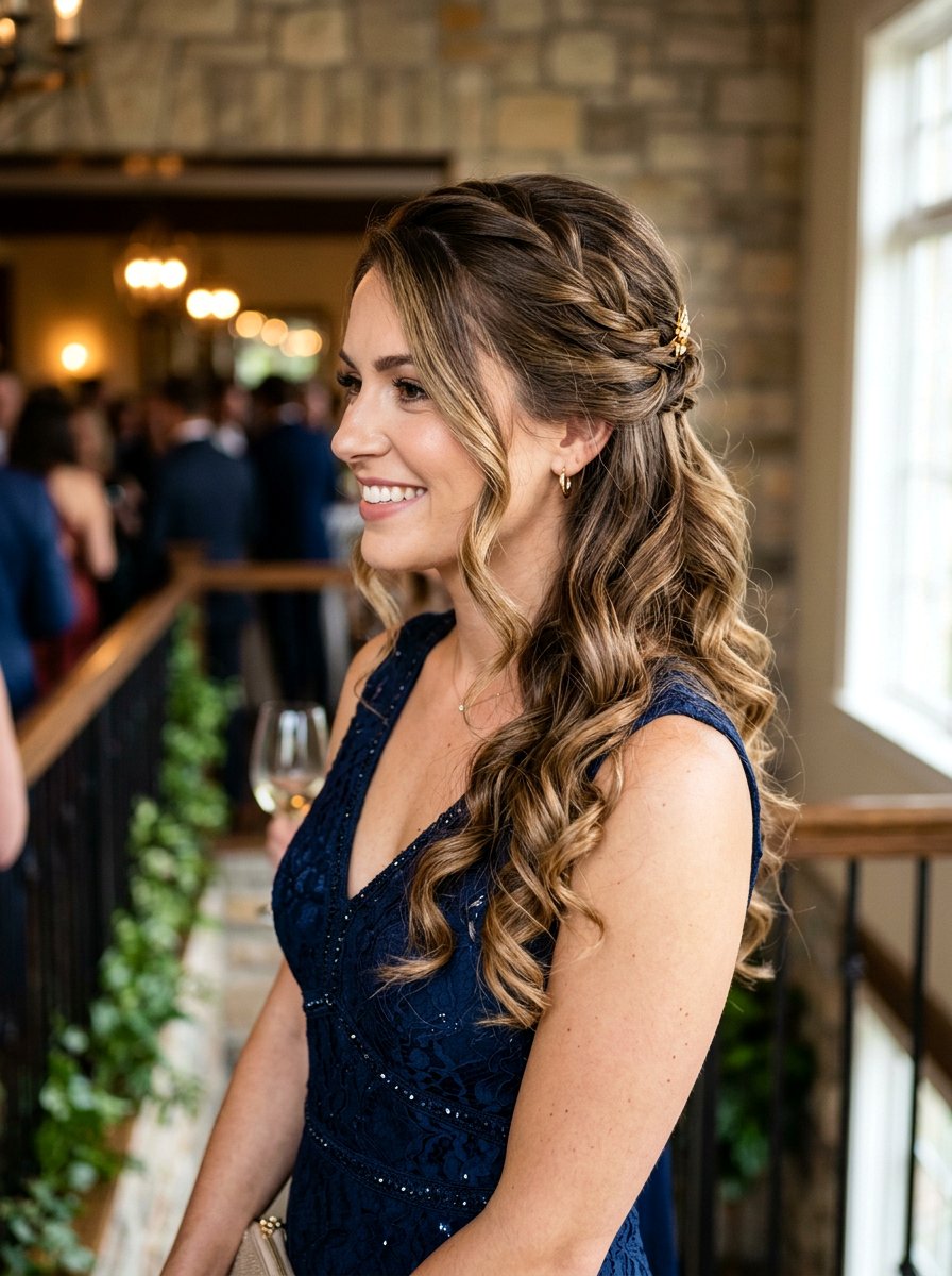 Side Swept Waves Half Up Half Down - 20 date night hairstyle with side swept waves - 20 date night hairstyle with side swept waves