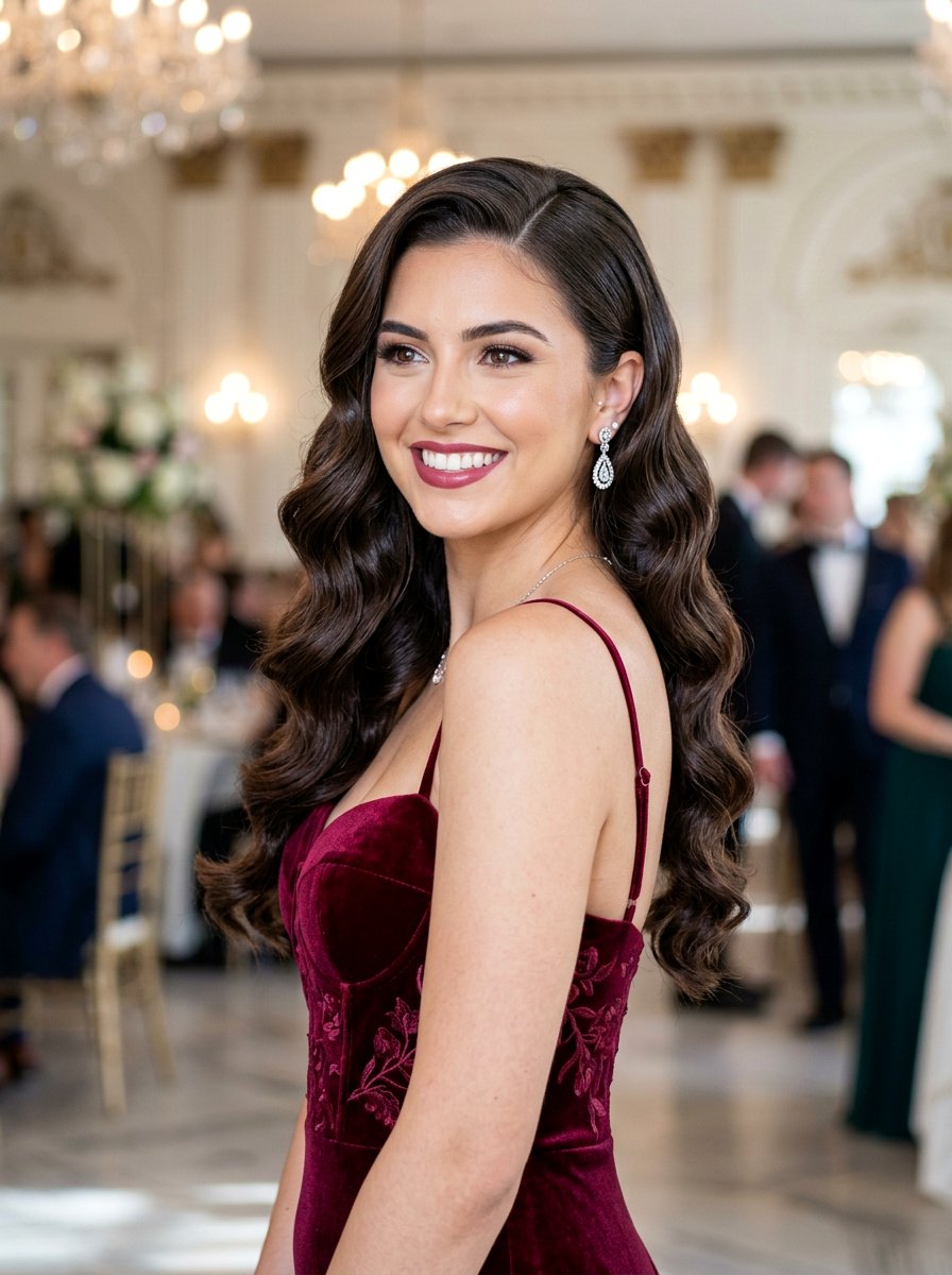 Side Swept Waves Prom Hairstyle - 20 viral prom hairstyle ideas - 20 viral prom hairstyle ideas