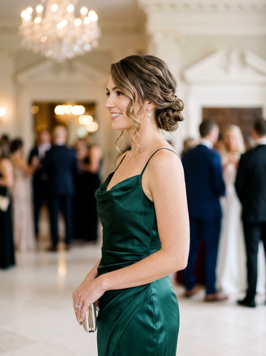 Side Swept Waves With Low Bun - 20 date night hairstyle with side swept waves - 20 date night hairstyle with side swept waves