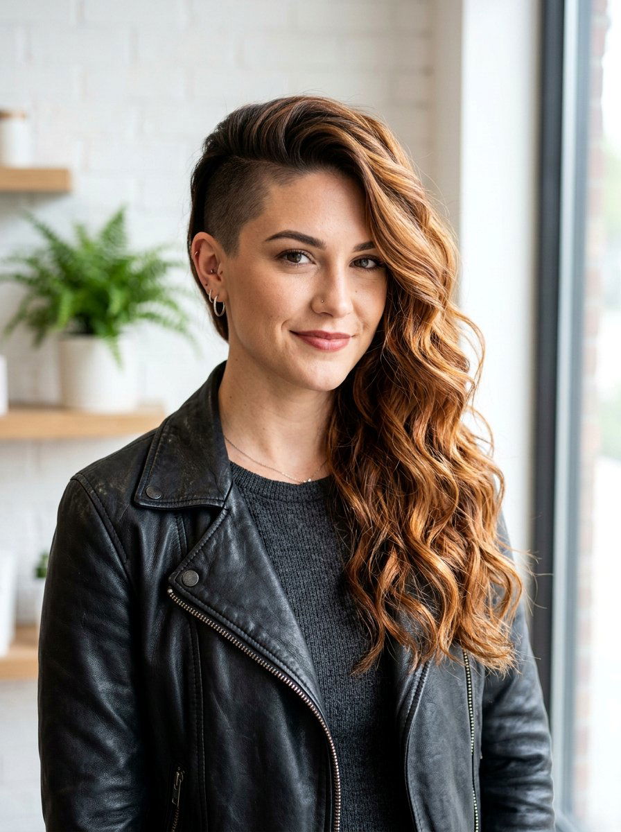 Side Swept Waves With Shaved Side - 20 date night hairstyle with side swept waves - 20 date night hairstyle with side swept waves