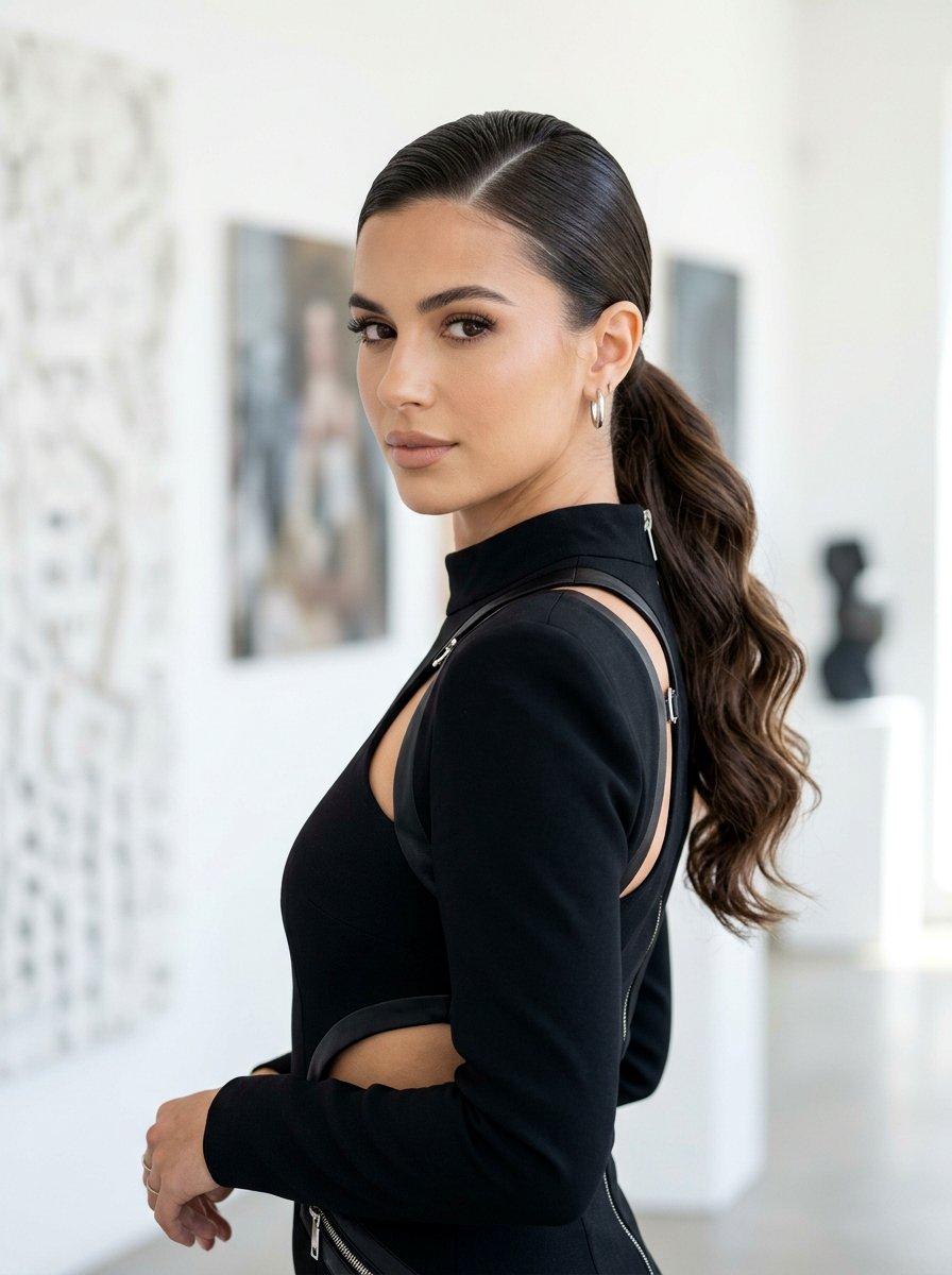 Side Swept Waves With Sleek Ponytail - 20 date night hairstyle with side swept waves - 20 date night hairstyle with side swept waves