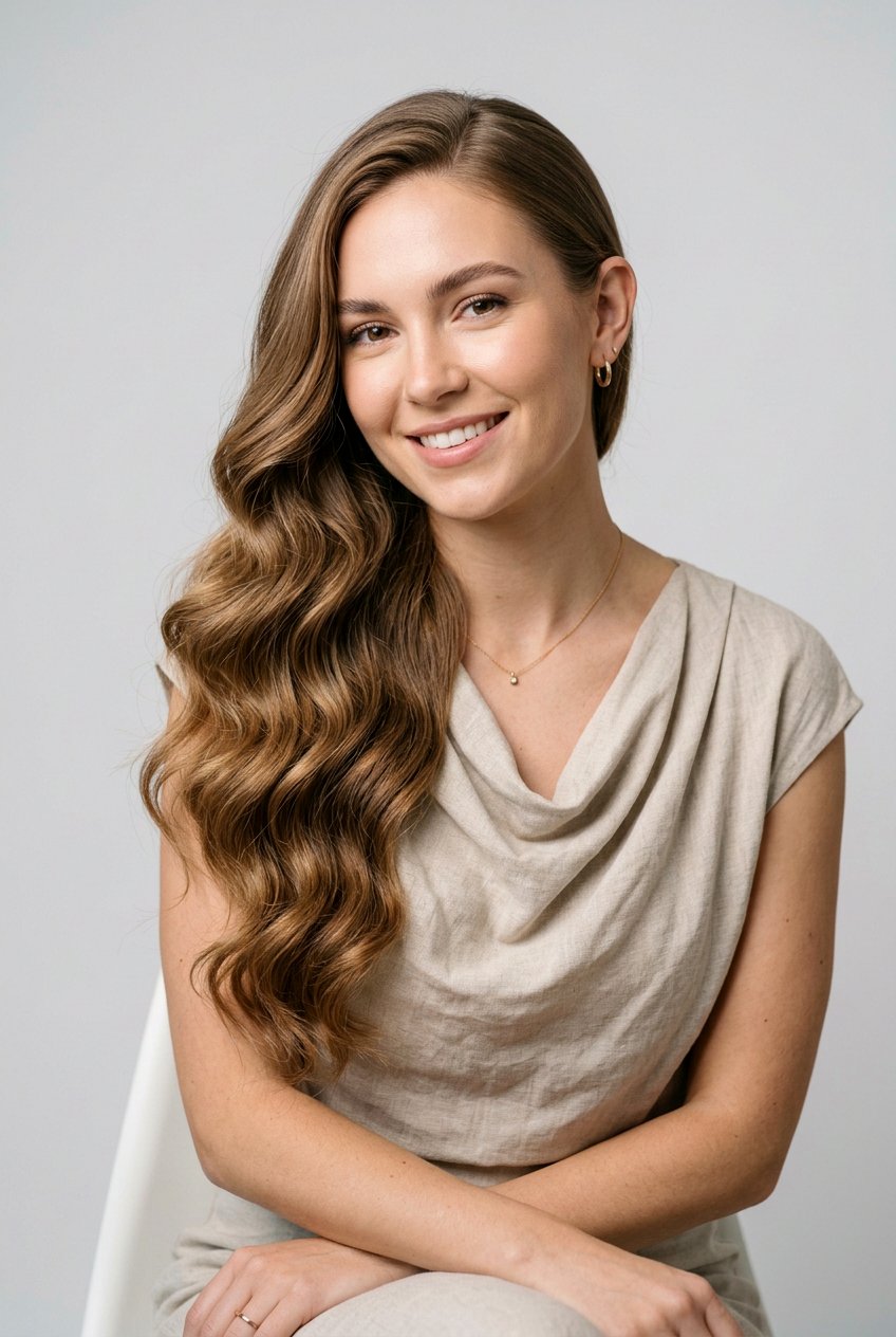 Side Swept Waves for Family Portraits - 20 family portrait hairstyles for women - 20 family portrait hairstyles for women