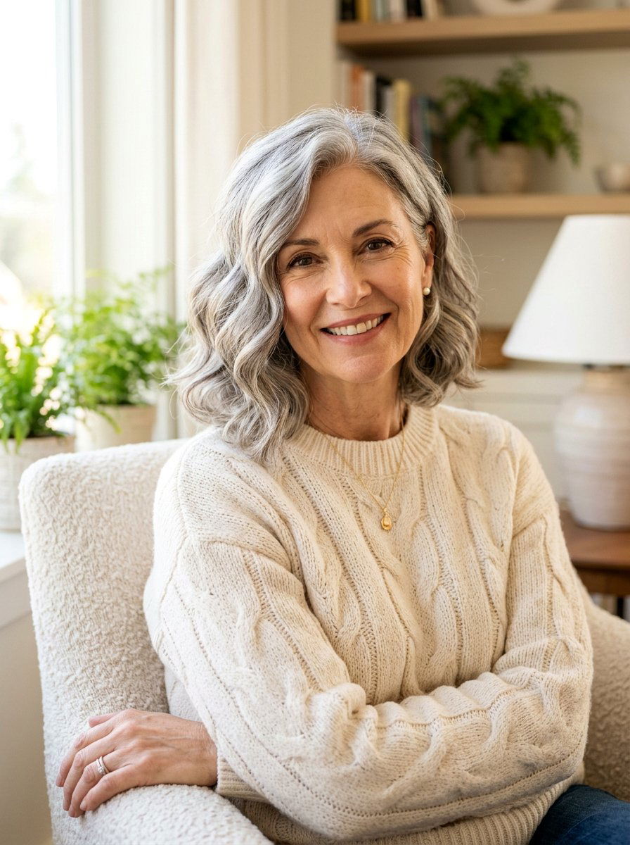 Side Swept Wavy Lob For Older Women - 20 side swept hairstyle for older women - 20 side swept hairstyle for older women