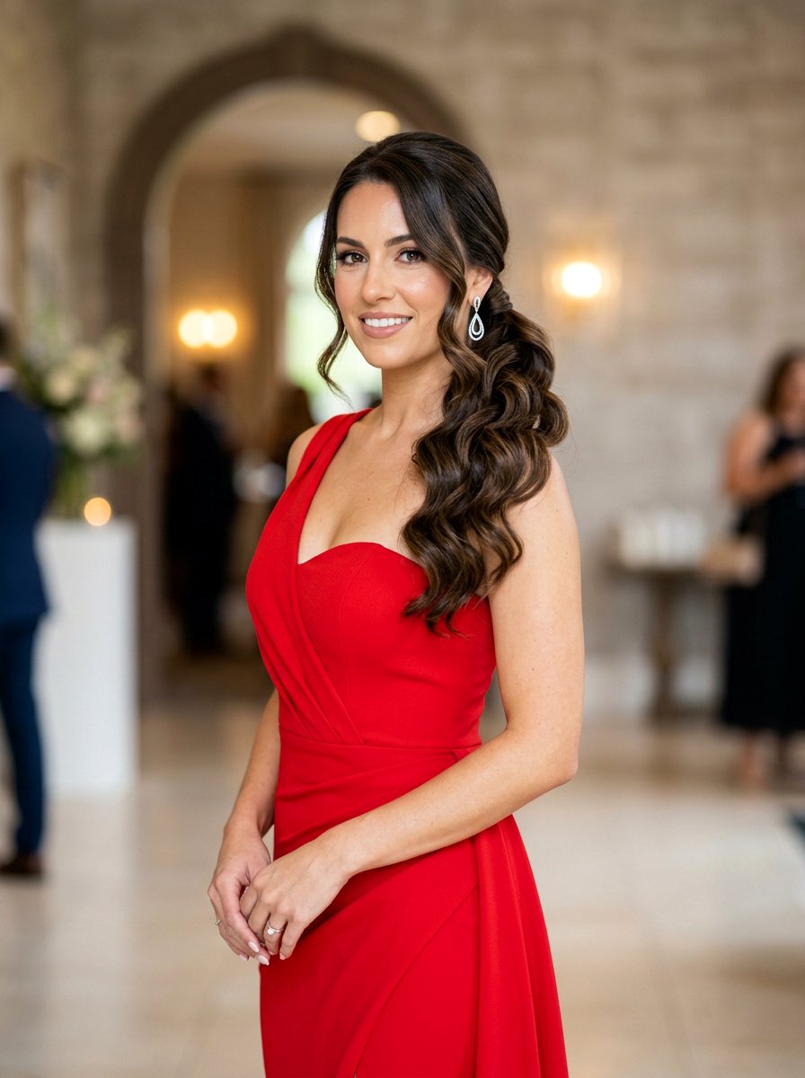 Side Swept Wavy Ponytail - 20 red carpet ponytail with waves - 20 red carpet ponytail with waves