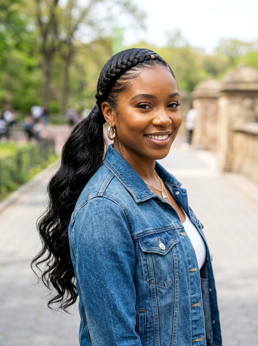 Side Swoop Braid Ponytail With Weave - 20 side swoop braid ponytail - 20 side swoop braid ponytail