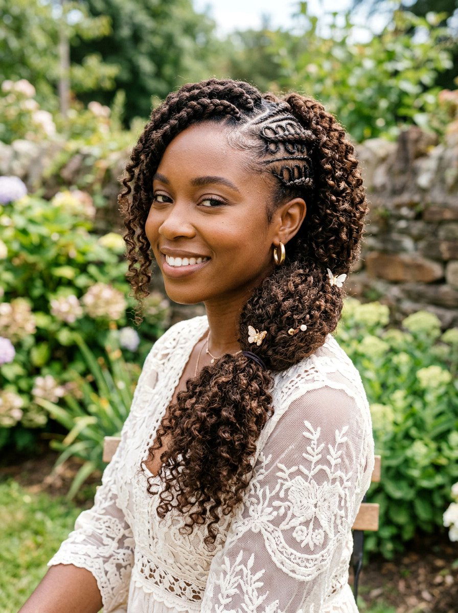 Side Swoop Ponytail With Butterfly Braids - 20 side swoop braid ponytail - 20 side swoop braid ponytail