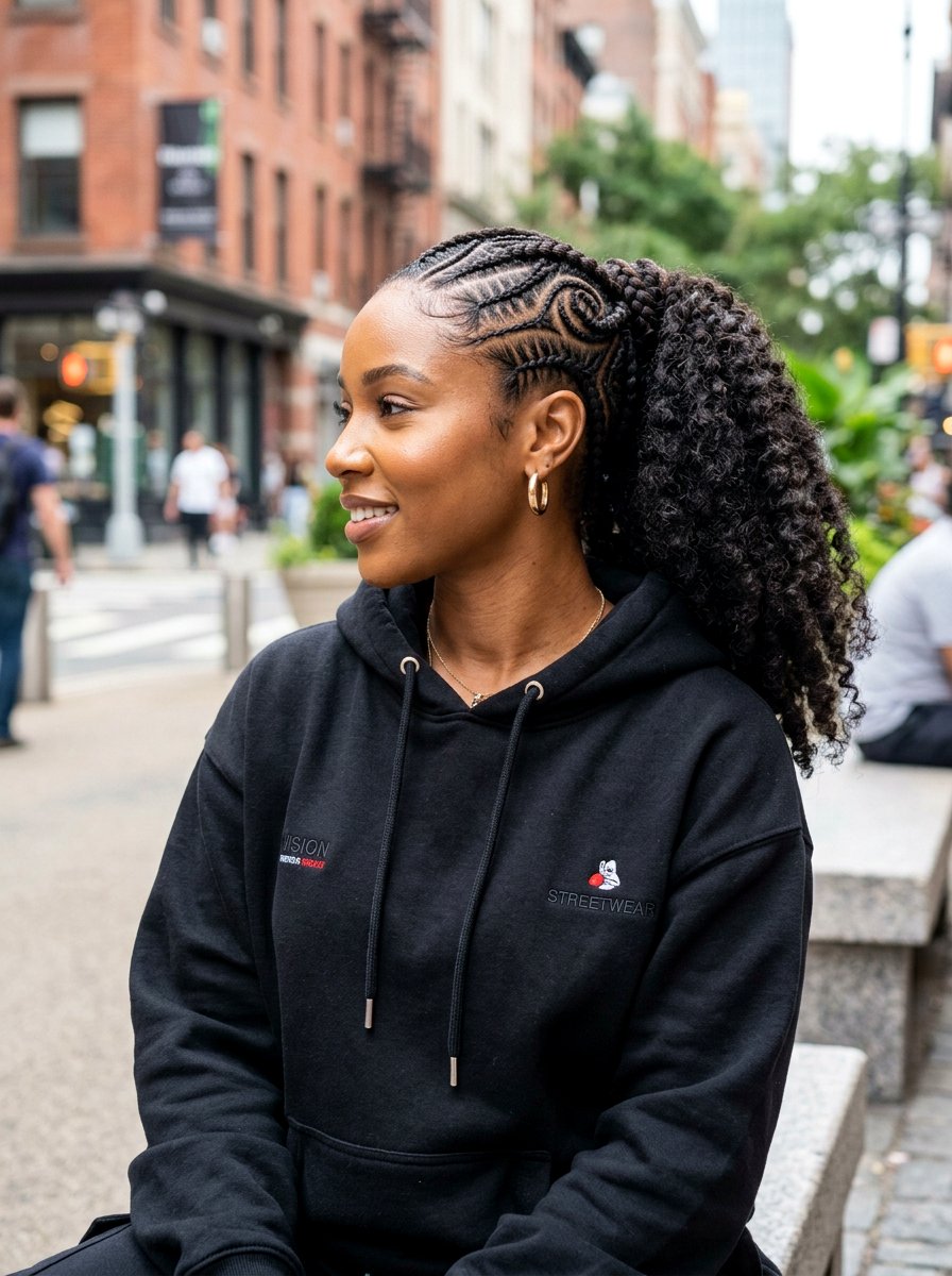 Side Swoop Ponytail With Cornrows - 20 side swoop braid ponytail - 20 side swoop braid ponytail