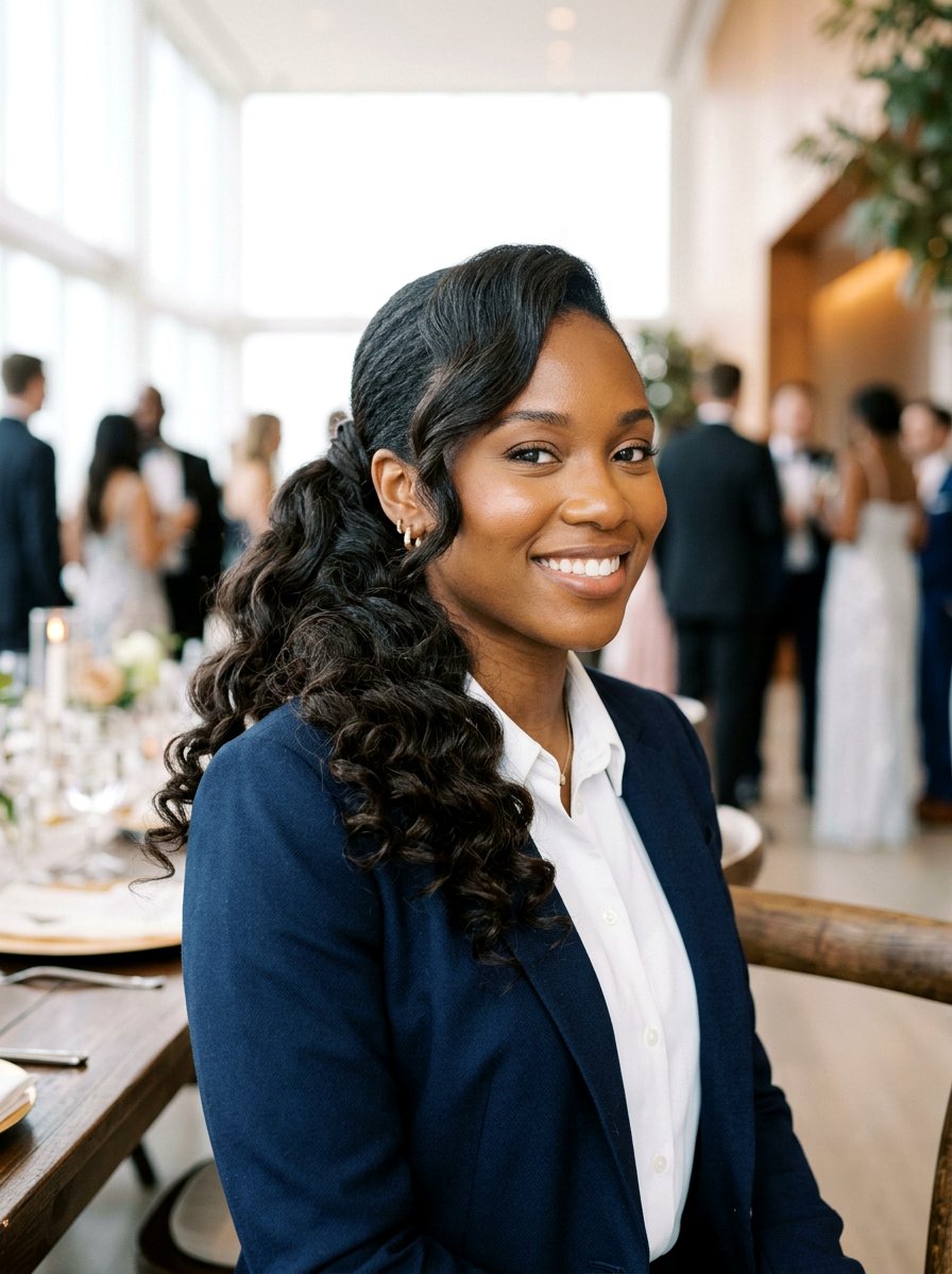 Side Swoop Ponytail With Curly Ends - 20 side swoop braid ponytail - 20 side swoop braid ponytail