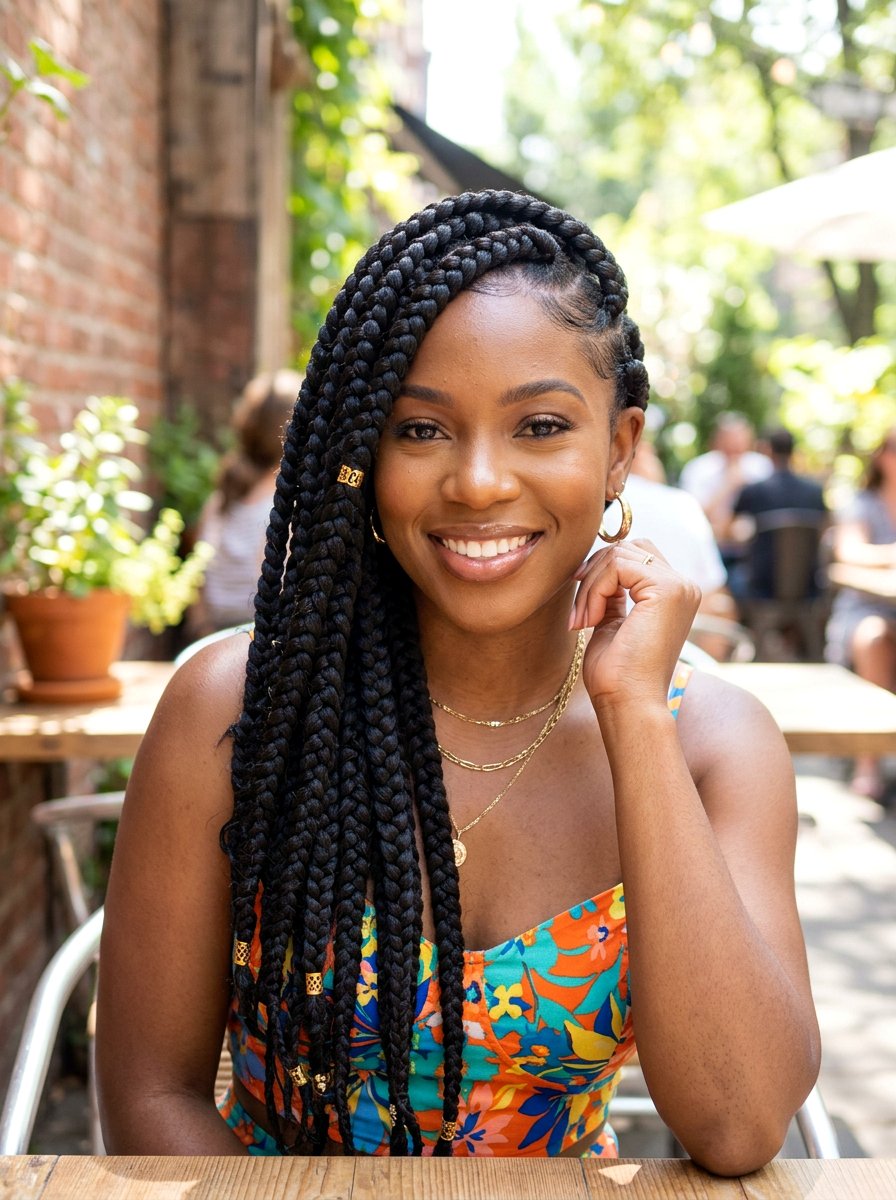 Side Swoop Ponytail With Jumbo Braids - 20 side swoop braid ponytail - 20 side swoop braid ponytail