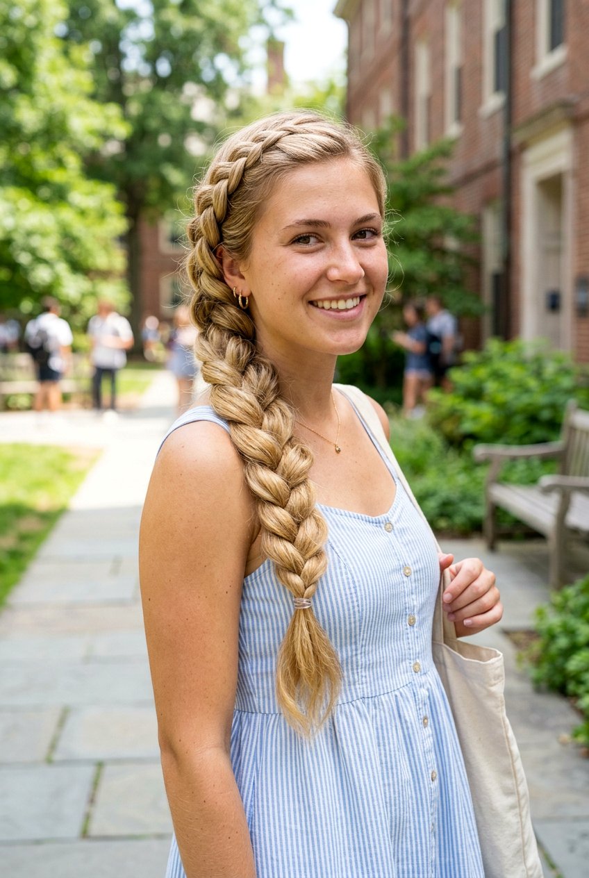 Side Three Strand Braid - 20 school hairstyle for long thick hair - 20 school hairstyle for long thick hair