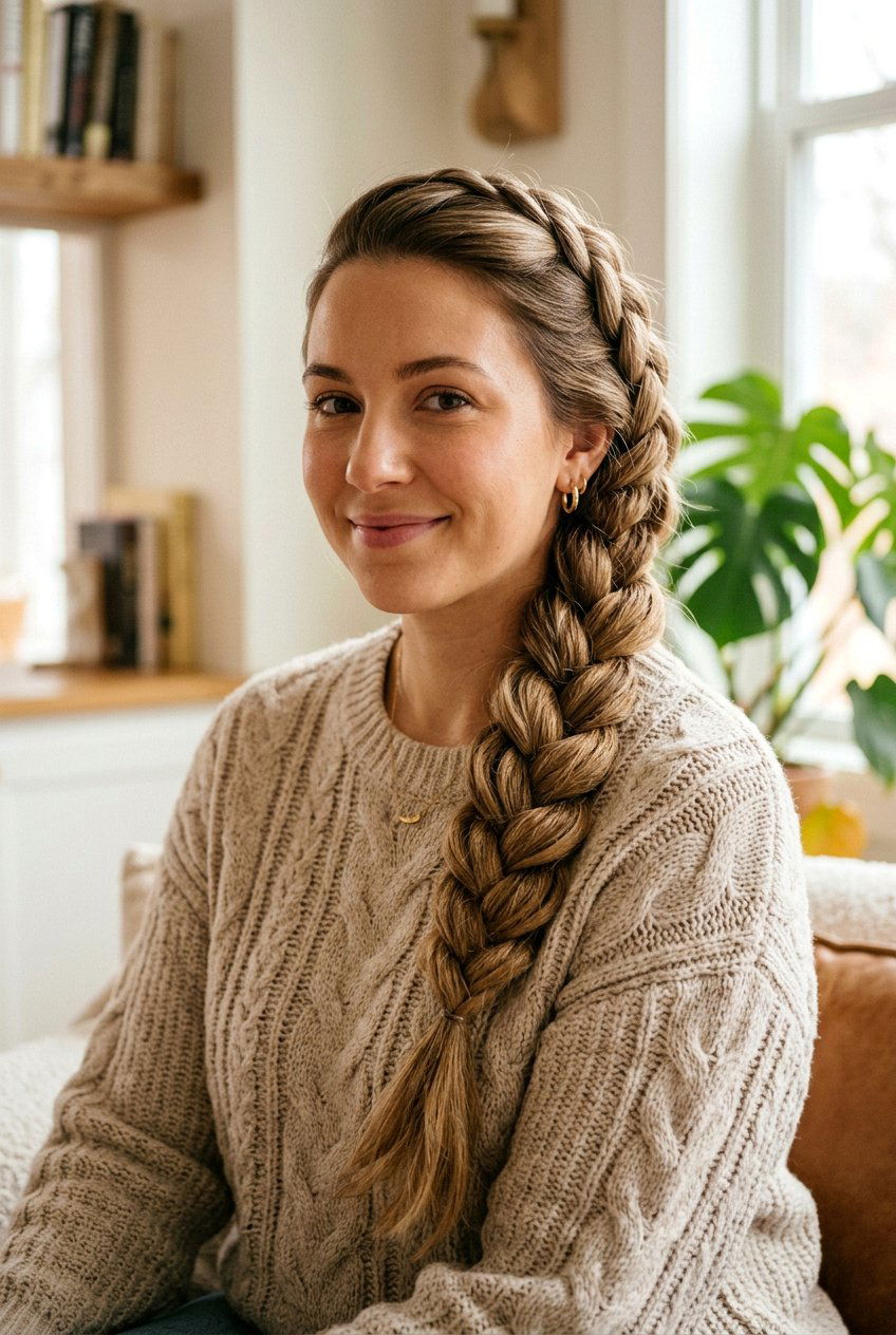 Side Three Strand Braid - 20 easy hairstyles for busy moms with long hair - 20 easy hairstyles for busy moms with long hair