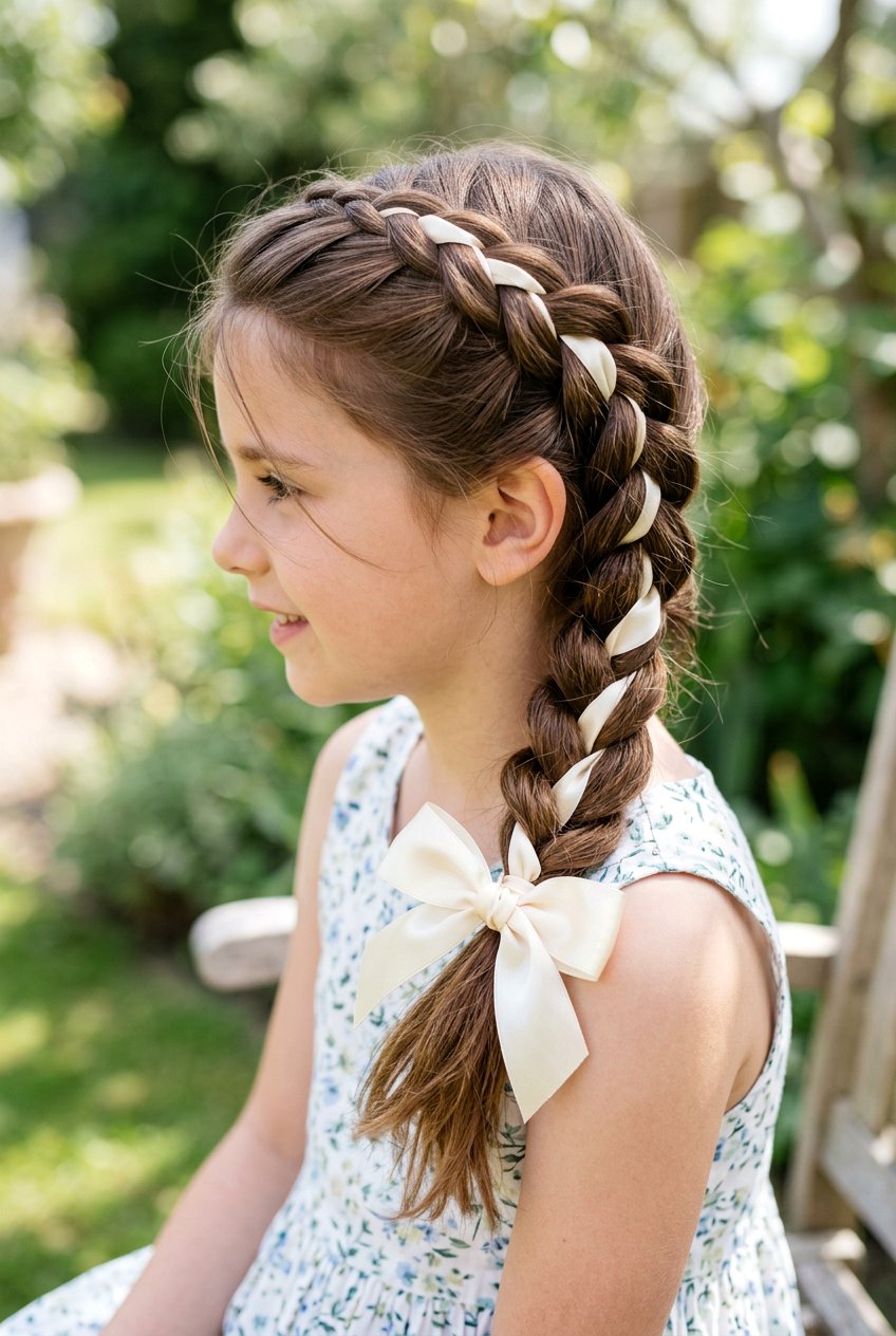 Side braid with ribbon - 20 cute hairstyles for school - 20 cute hairstyles for school