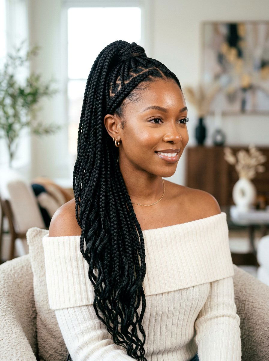 Side jumbo knotless braids ponytail - 20 jumbo knotless braids ponytail - 20 jumbo knotless braids ponytail