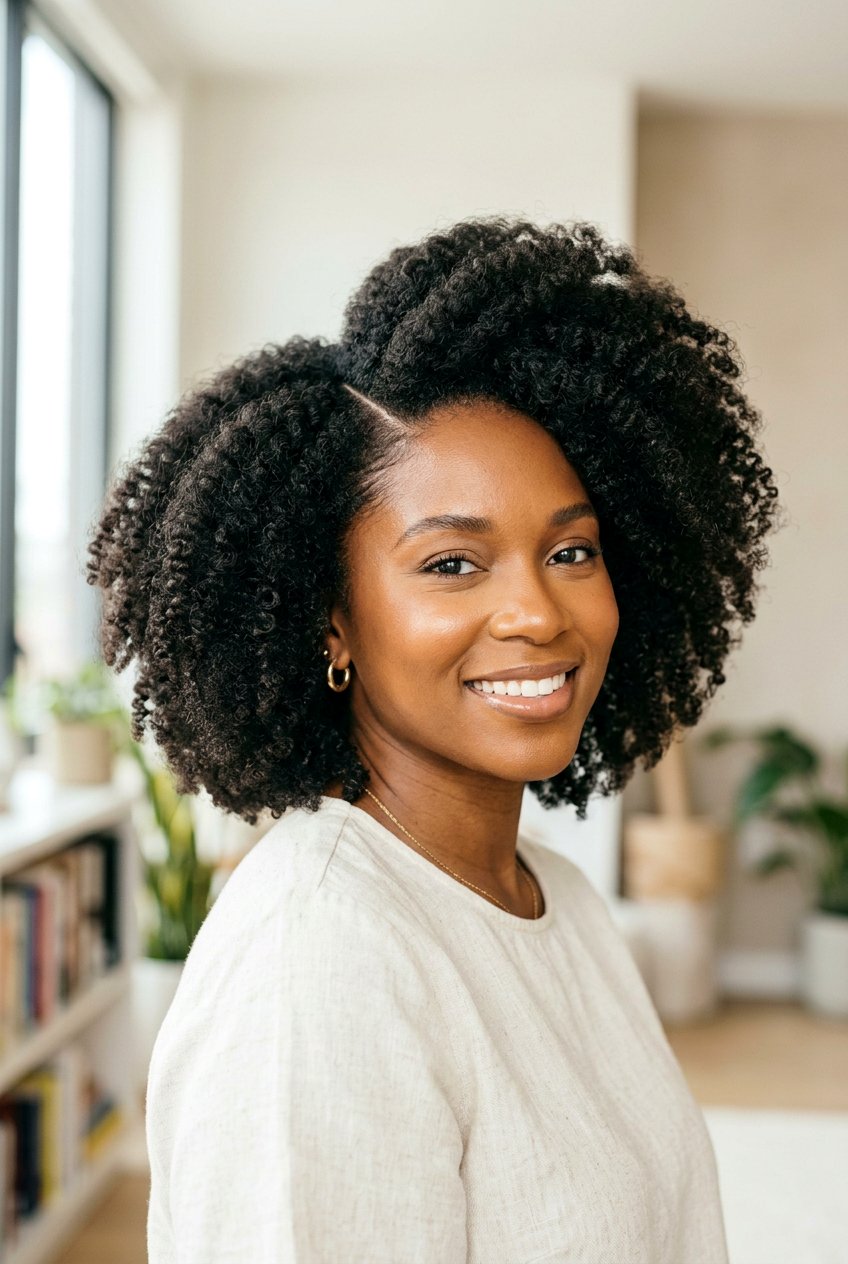 Side part afro - 20 afro hairstyles for women - 20 afro hairstyles for women