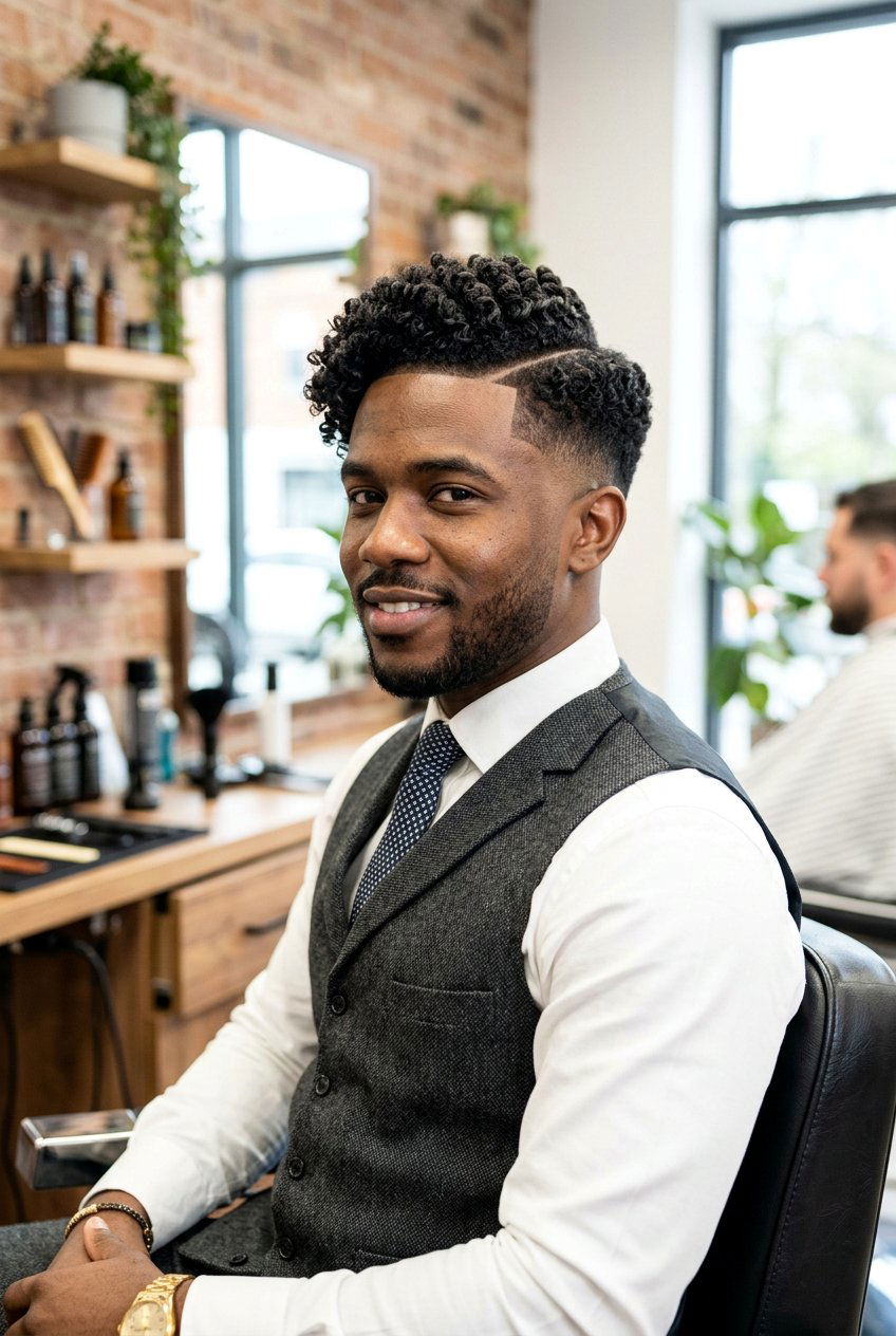 Side part curly taper fade - 20 curly taper fade for men - 20 curly taper fade for men