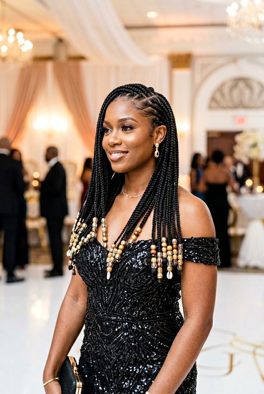 Side part knotless braids with beads - 20 waist length knotless braids with beads - 20 waist length knotless braids with beads