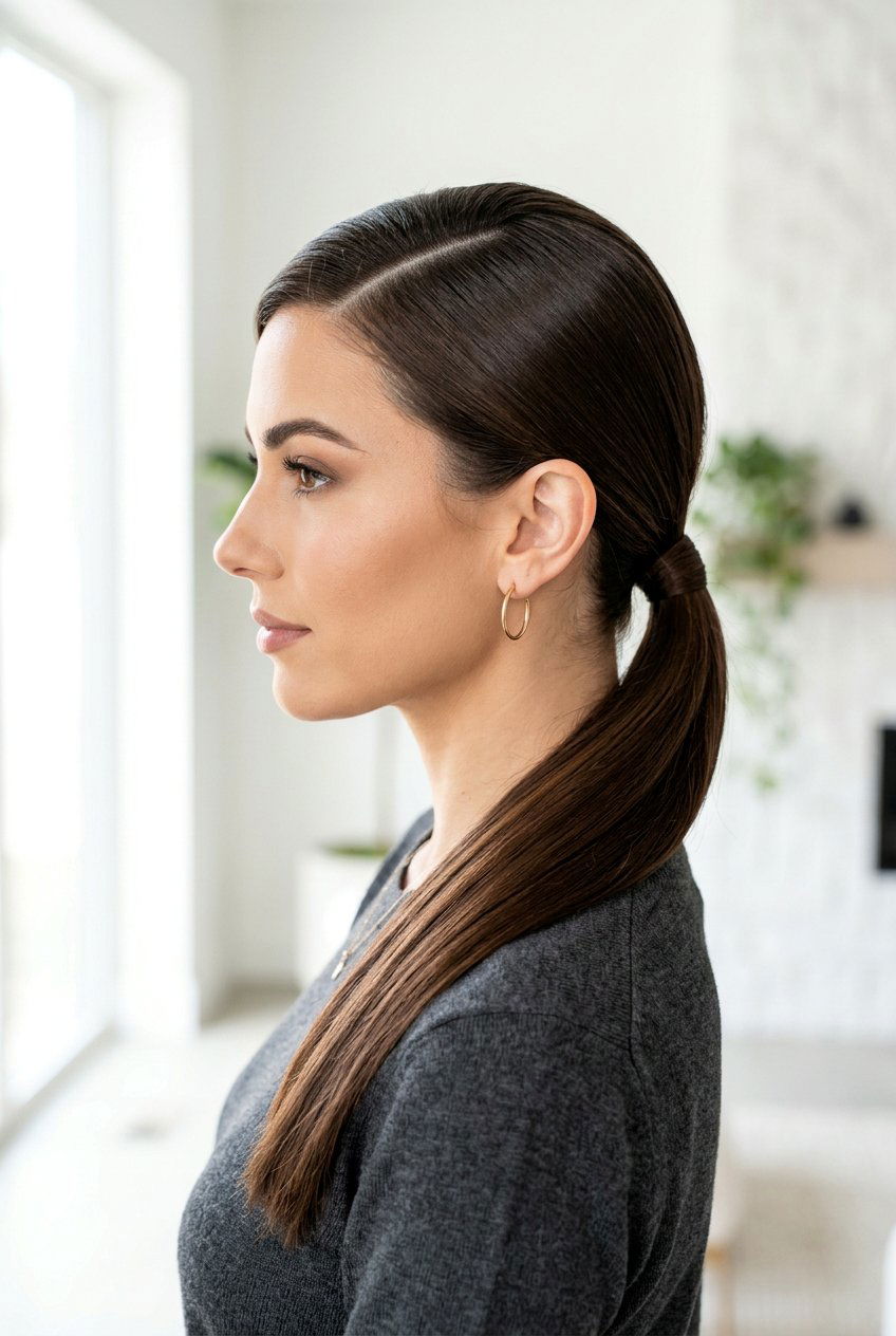 Side part low ponytail - 20 low ponytail hairstyles - 20 low ponytail hairstyles