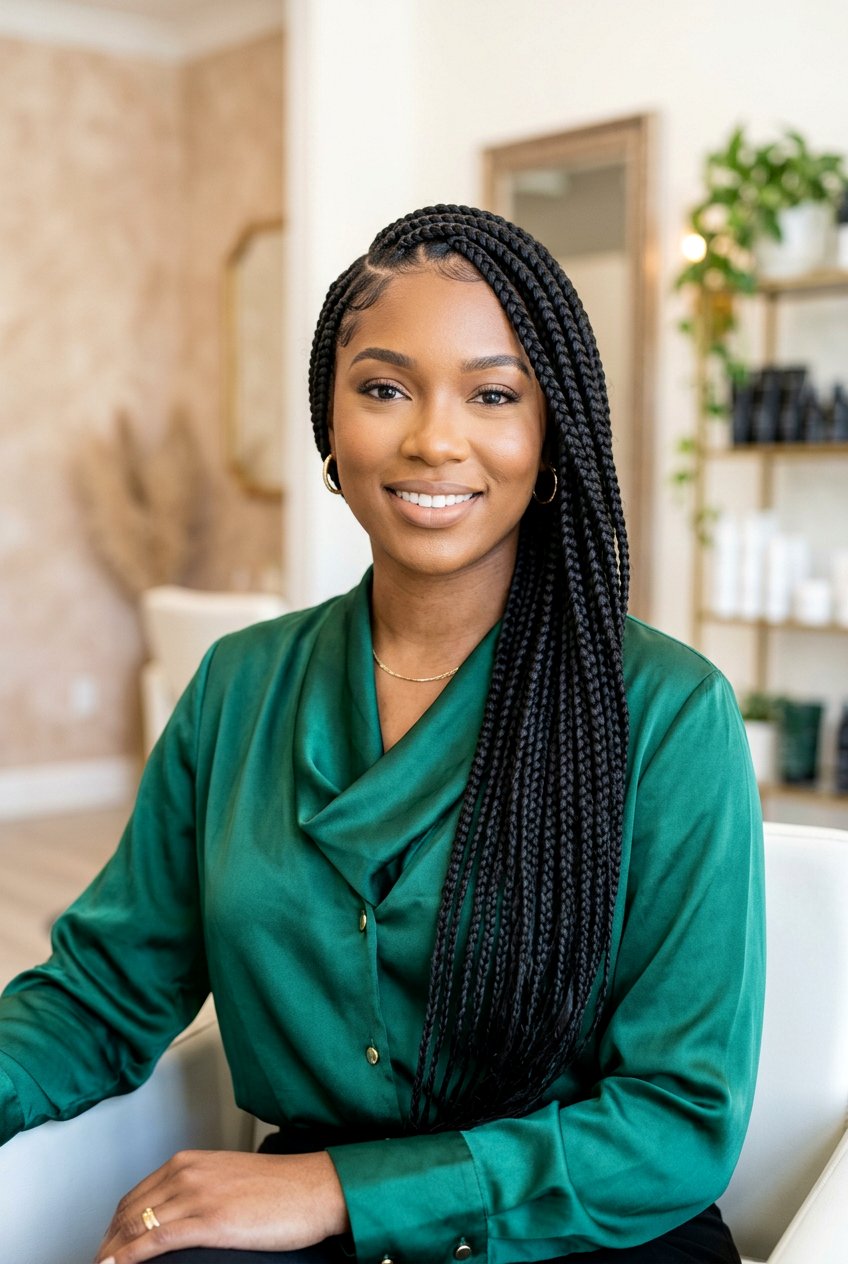 Side part medium box braids - 20 medium box braids hairstyles - 20 medium box braids hairstyles