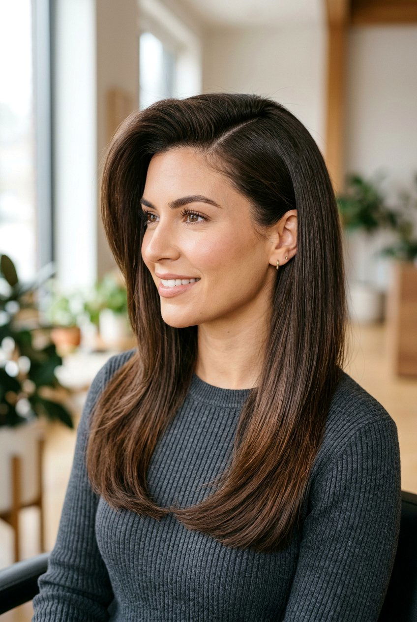 Side part straight hair - 20 sleek straight hairstyles - 20 sleek straight hairstyles