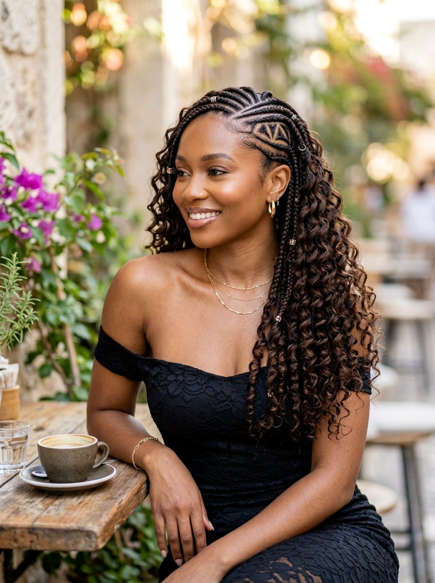 Side part tribal braids with curls - 20 tribal braids with curls - 20 tribal braids with curls