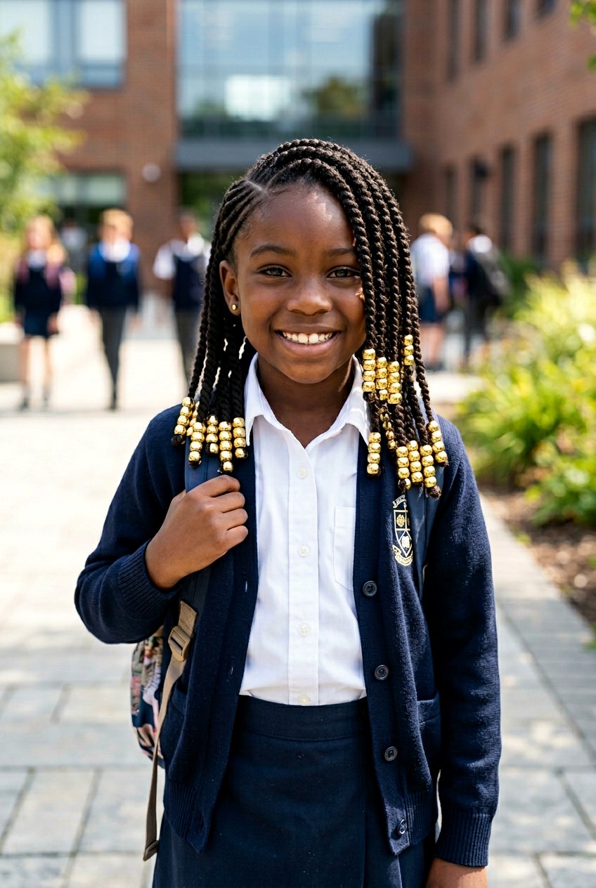 Side part twists with beads - 20 little girls twists with beads - 20 little girls twists with beads